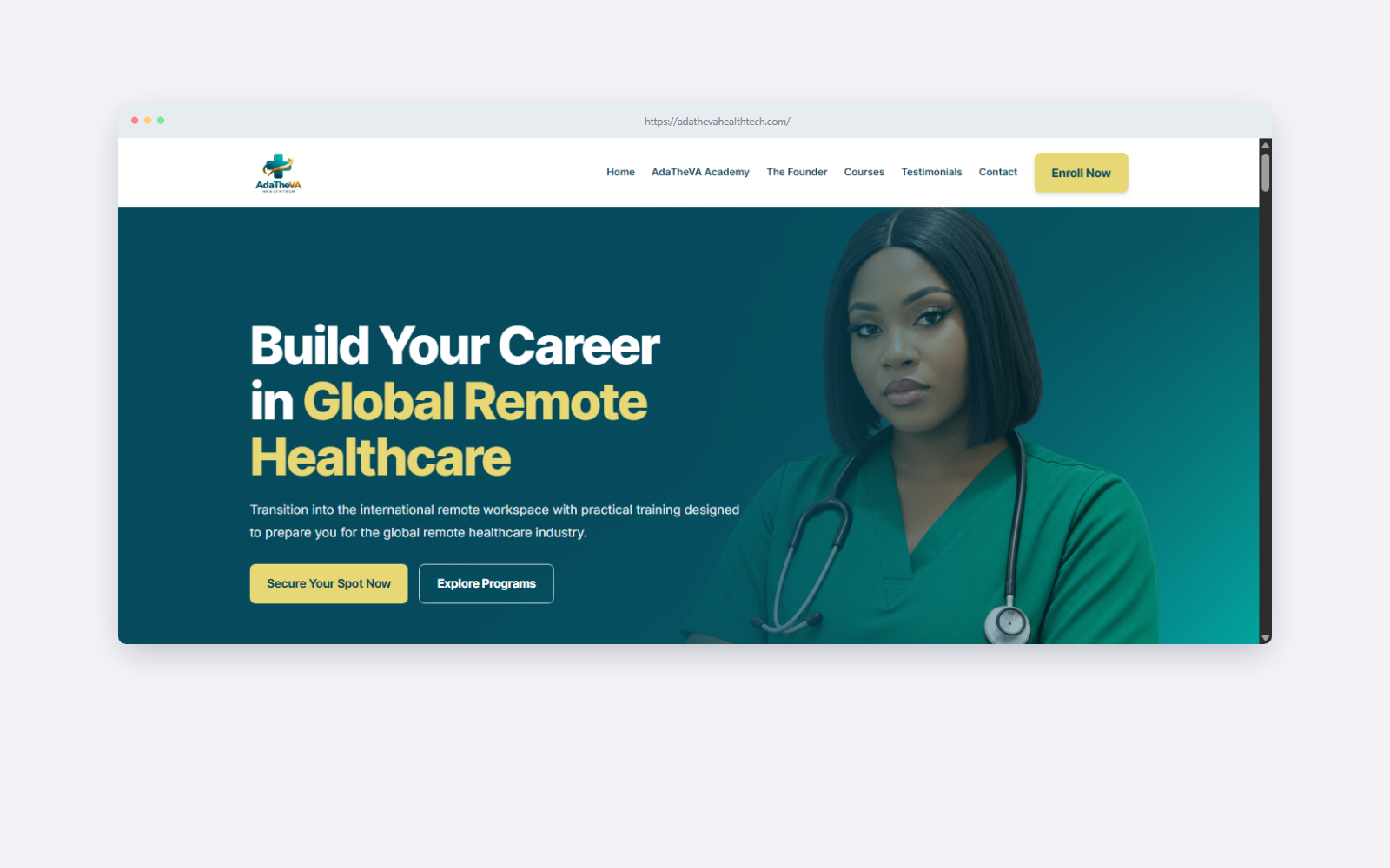 AdaTheVA HealthTech Academy website